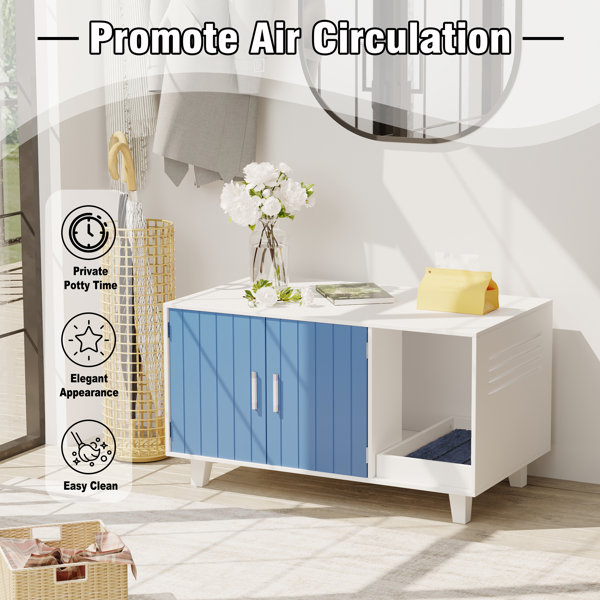 Tucker Murphy Pet™ Blue And White Cat Litter Box Enclosures